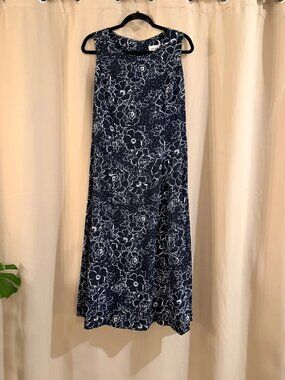 Studio 1 Black and White Floral A-Line Maxi Dress